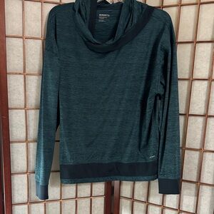Mondetta Women's Teal Cowl Neck Pullover with Contrast Hem PTP 24 inches